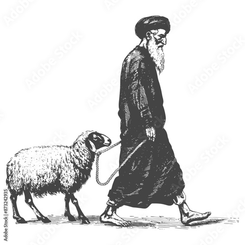 Man walking with a sheep