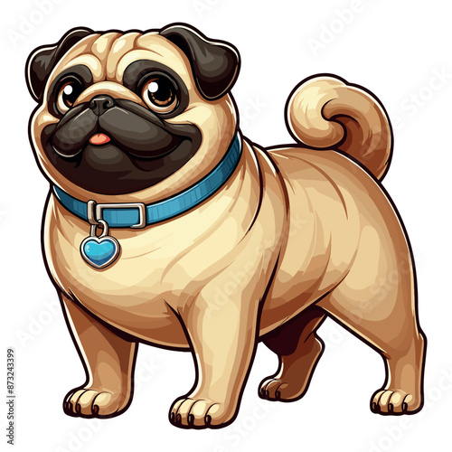 Cute Pug Vector Cartoon illustration
