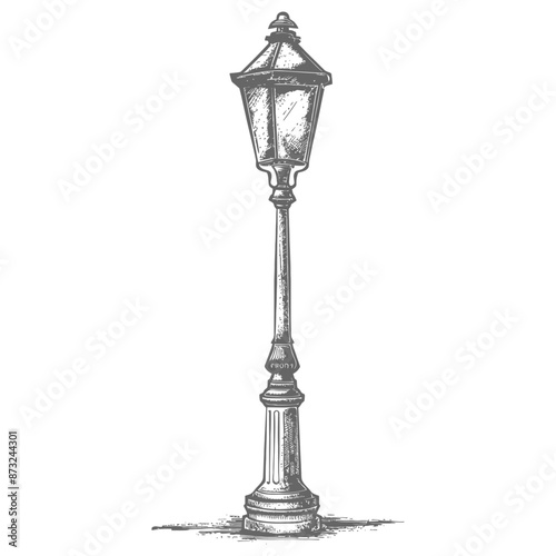 Detailed Sketch of a Vintage Victorian Street Lamp Post
