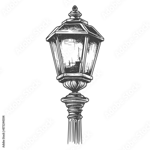 Ornate Vintage Street Lamp Post Drawing