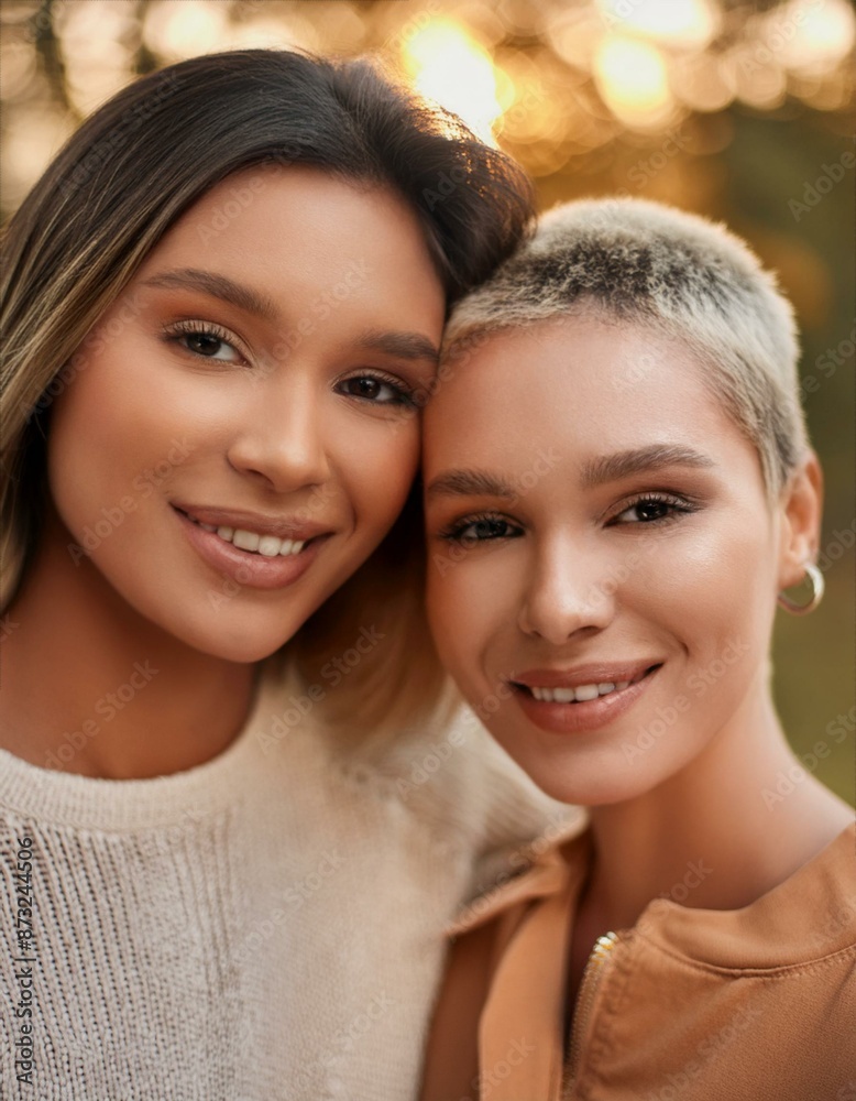 lesbian couple posing for the camera lesbian couple posing for the camera