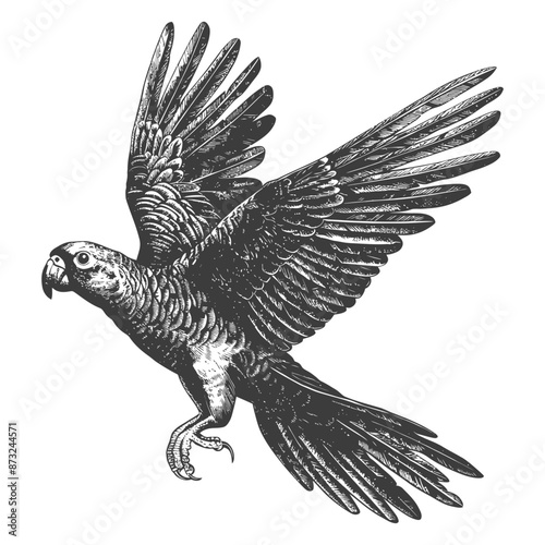Detailed Vintage Style Parrot Sketch