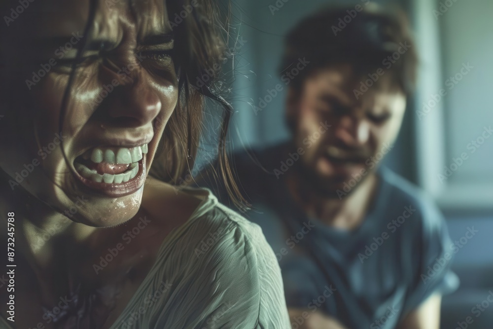 emotional scene depicting domestic violence with focus on victims expression emotional scene depicting domestic violence with focus on victims expression
