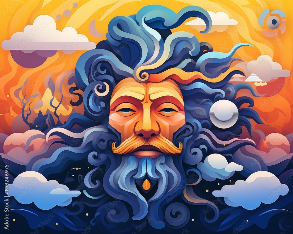 abstract mythology flat design top view legendary theme cartoon drawing vivid abstract mythology flat design top view legendary theme cartoon drawing vivid