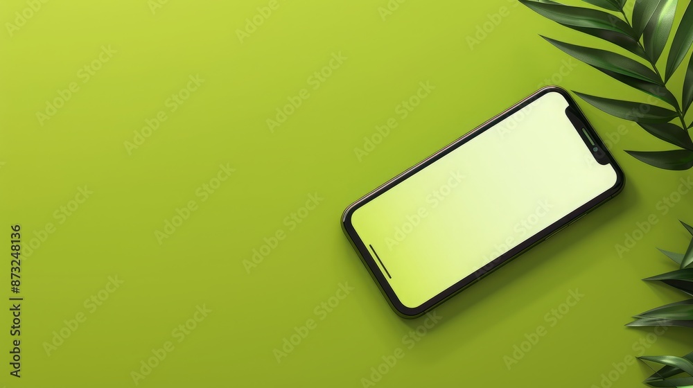Mobile App Interface Mockup on Vibrant Green Background Mobile App Interface Mockup on Vibrant Green Background