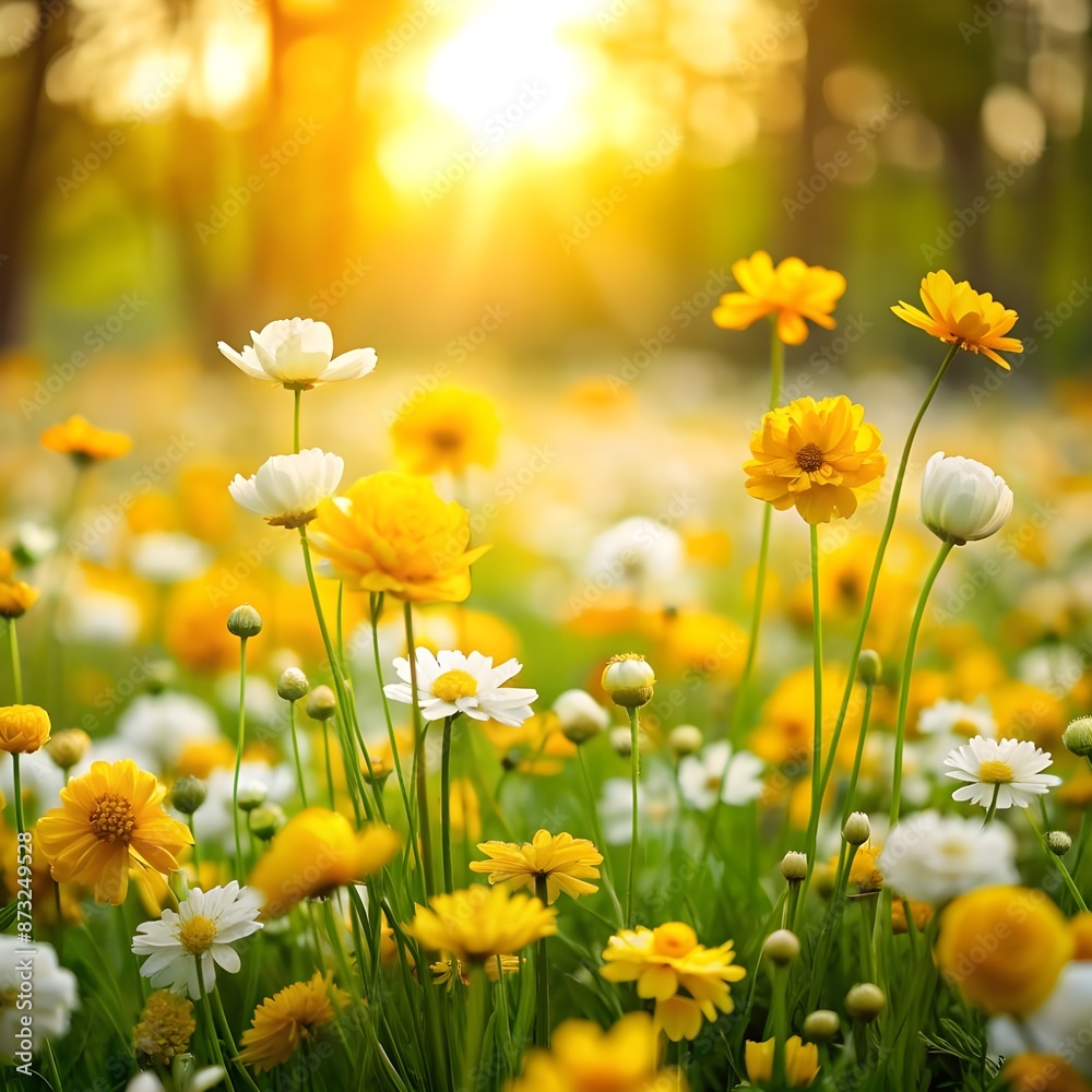 field of yellow white flowers field of yellow white flowers