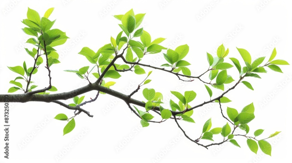 Branch of a green tree with leaves isolated on a white background Branch of a green tree with leaves isolated on a white background