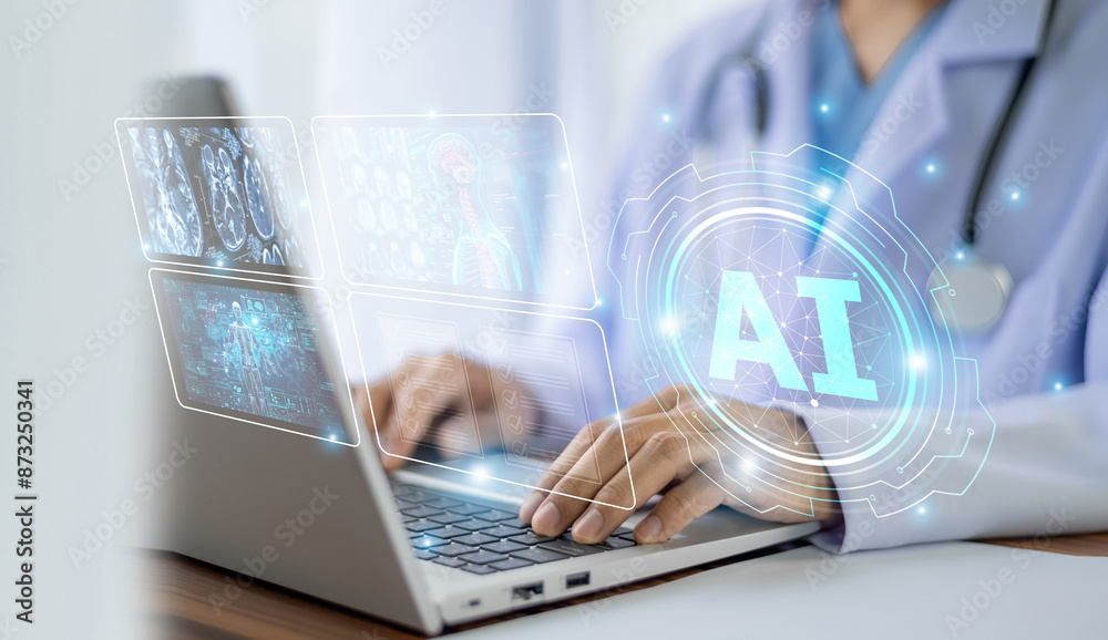 Doctors use AI technology to preserve and organize patient treatment data under the control of intelligent AI systems, cutting edge systems now and into the future. Medical Data Organization managent.