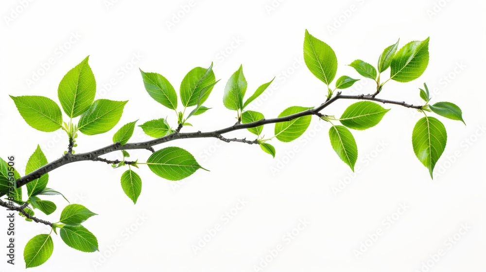 Branch of a green tree with leaves isolated on a white background Branch of a green tree with leaves isolated on a white background