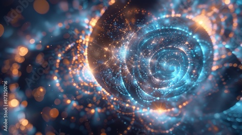 A digital animation depicting the transformation and evolution of eight particles within an octet set to a mesmerizing soundtrack.