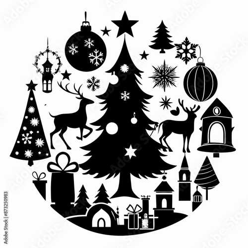 christmas black vector silhouette