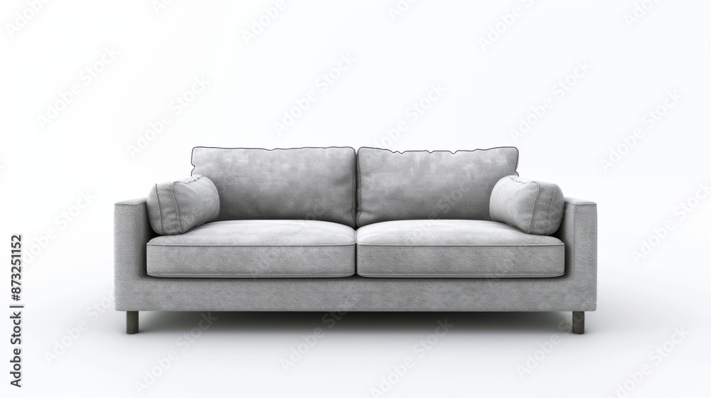 3D rendering of a modern living room featuring a sofa, isolated on a white background 3D rendering of a modern living room featuring a sofa, isolated on a white background