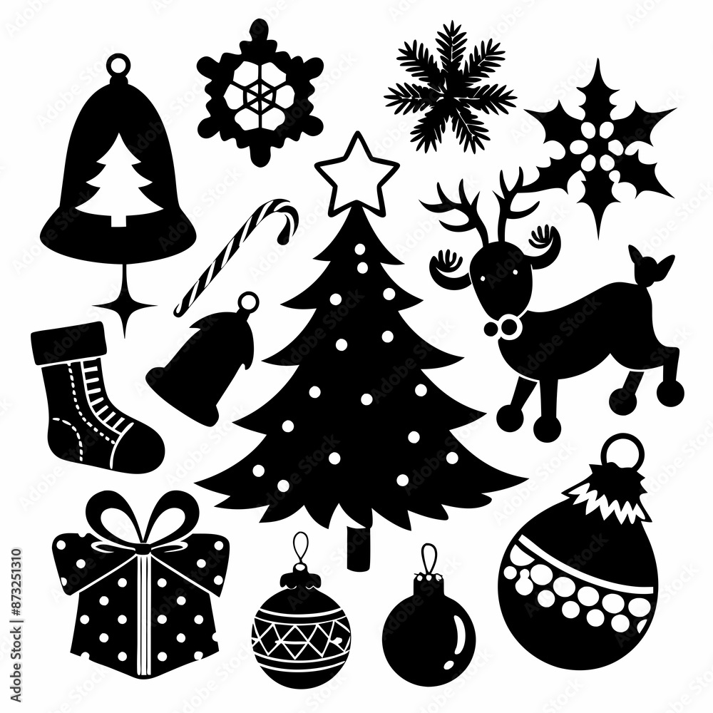 christmas black vector silhouette