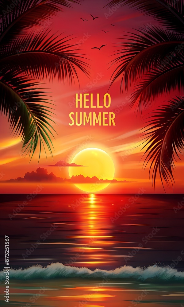 Fototapeta premium tropical sunset with trees