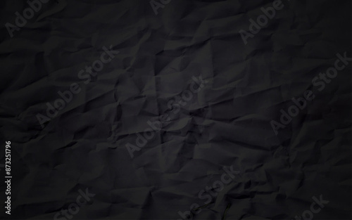 Crumpled paper texture background vector. Black crumpled paper texture pattern. Rough grunge old blank. Vector abstract background.
