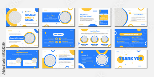Education PowerPoint presentation slides template design. Use for modern keynote presentation background, brochure design, website slider, landing page, annual report, 