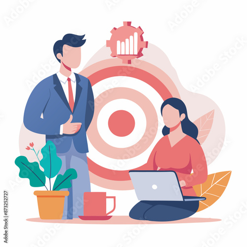 Discussion about new business plan, Business meeting teamwork and communication concept. Vector illustration.