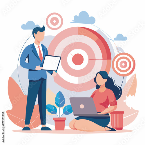 Discussion about new business plan, Business meeting teamwork and communication concept. Vector illustration.