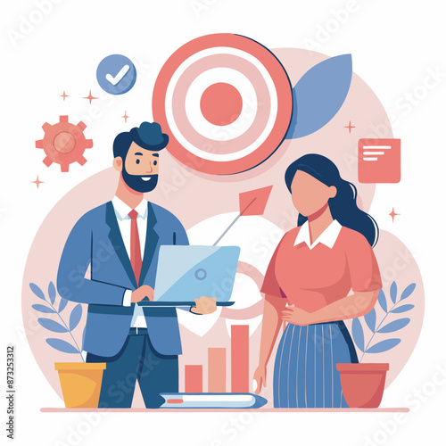 Discussion about new business plan, Business meeting teamwork and communication concept. Vector illustration.