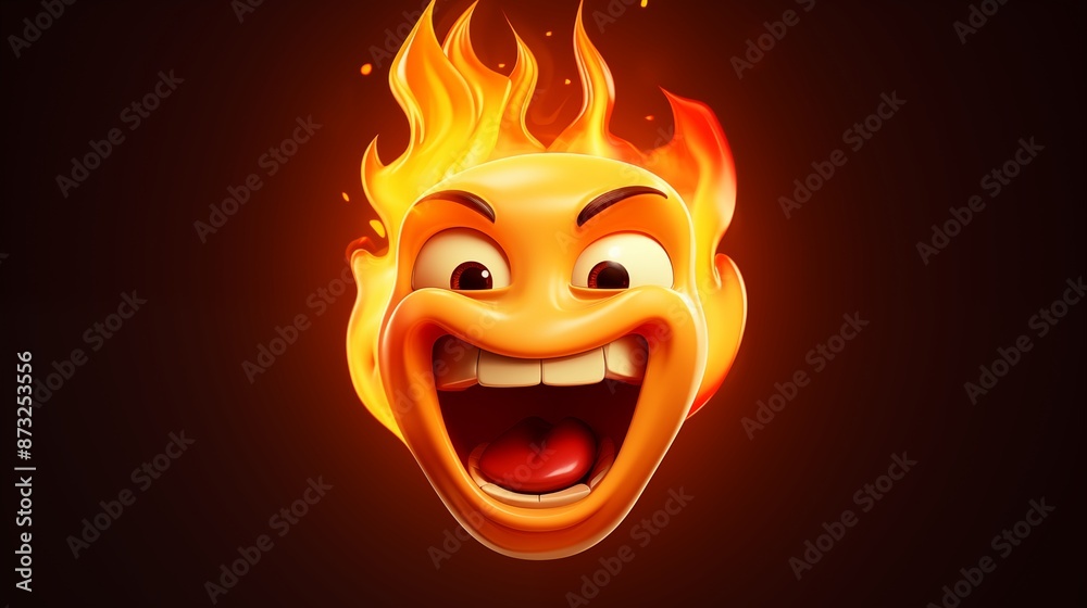 Fiery Emoji with a Grinning Face Engulfed in Flames Fiery Emoji with a Grinning Face Engulfed in Flames
