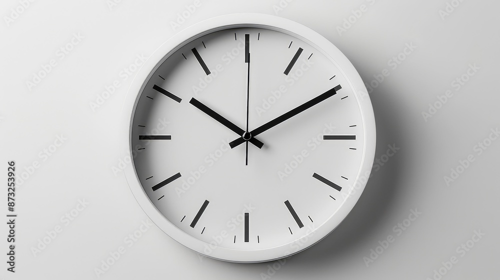 Minimal Black Wall Clock on White Background Minimal Black Wall Clock on White Background