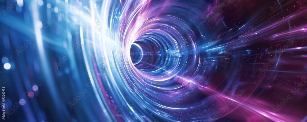 Glowing vortex tunnel, representing time travel concept. Glowing vortex tunnel, representing time travel concept.