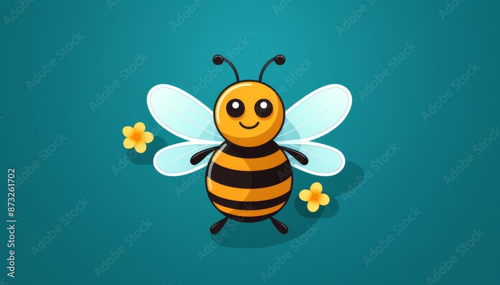 Bee hovering over a flower flat design front view garden theme animation Complementary Color Scheme Bee hovering over a flower flat design front view garden theme animation Complementary Color Scheme