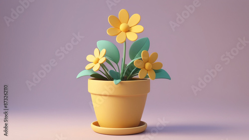 clay 3d plant and flowers