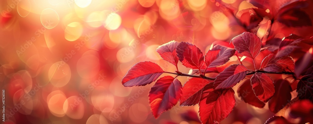Beautiful autumn leaves with vibrant red colors glowing in the sunshine, perfect for seasonal and nature-themed projects. Beautiful autumn leaves with vibrant red colors glowing in the sunshine, perfect for seasonal and nature-themed projects.