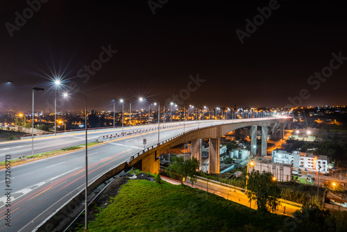 Beautiful view of chilina bridge at night with long exposure photography, Arequipa Peru