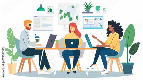 Multinational colleagues are planning remote work policies.