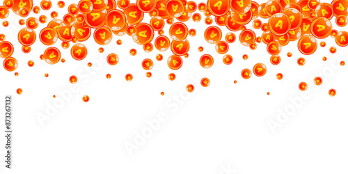 Vitamin A round capsules scattered randomly.