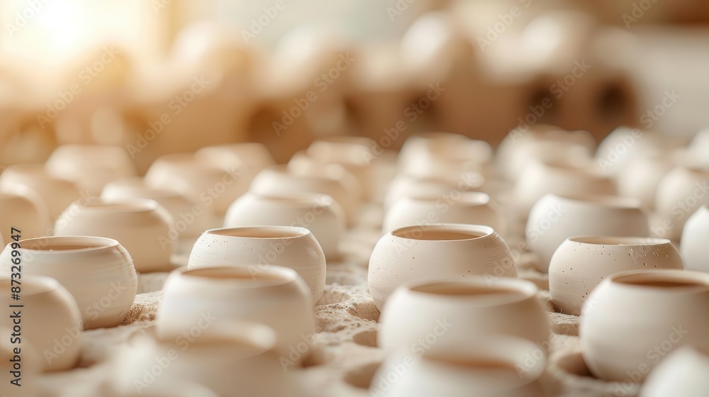 Obraz premium Ceramic surface drying in sunlight, surface drying, handmade pottery process