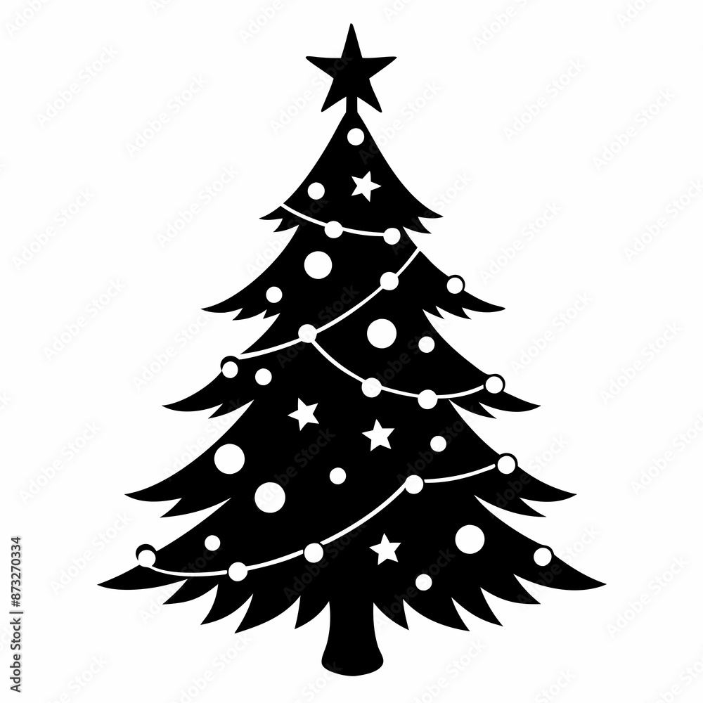 christmas tree black vector silhouette