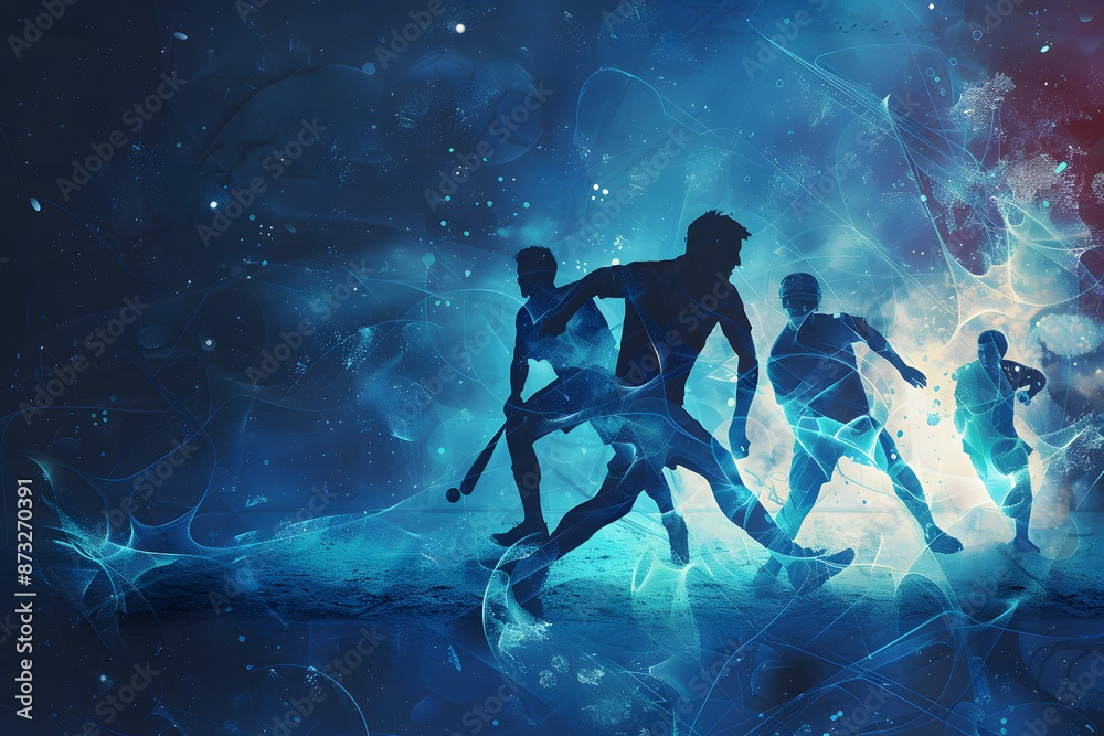 Naklejka premium Sports background design with sport players in different activities.