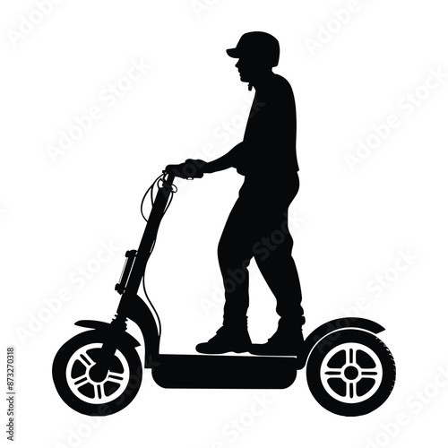 Segway electric scooter silhouette vector