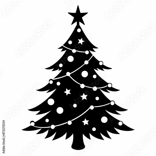 christmas tree black vector silhouette