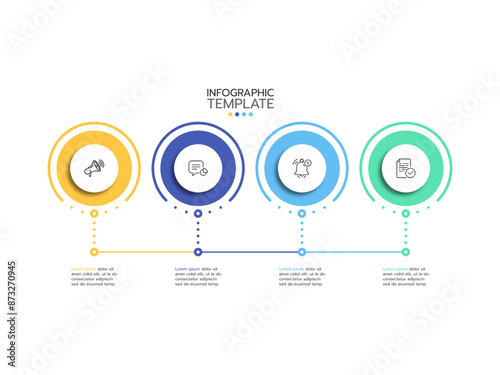 Infographic 4 step timeline journey, Timeline flat simple infographics design template. presentation graph. Business concept with 4 options, vector illustration.