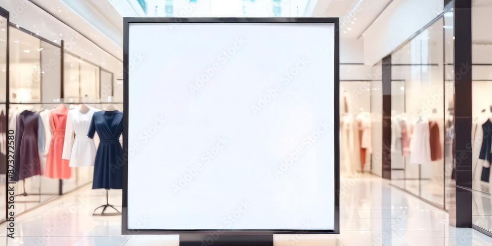 Fototapeta premium A white billboard in a clothing store