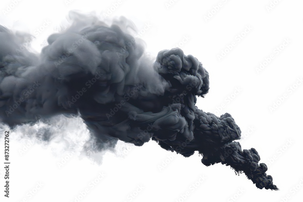ominous black smoke billowing from unknown source isolated on white background for dramatic effect in photorealistic illustration ominous black smoke billowing from unknown source isolated on white background for dramatic effect in photorealistic illustration