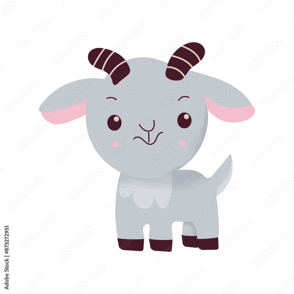 Childish cartoon goat. Farm animal. Vector illustration Childish cartoon goat. Farm animal. Vector illustration