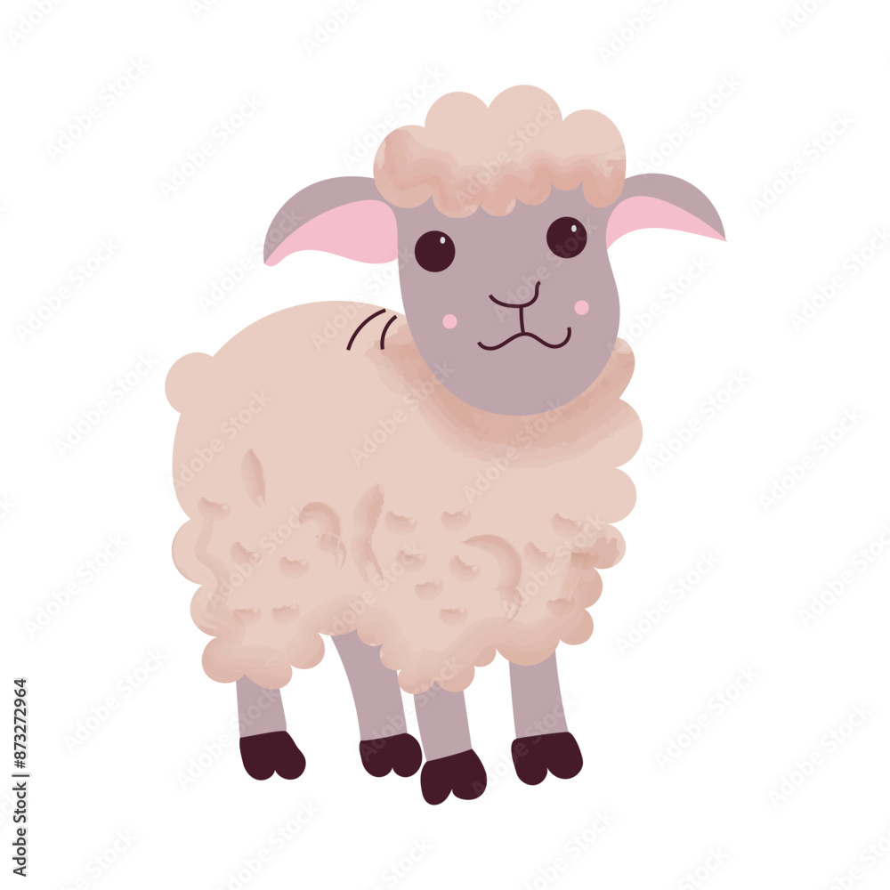 Farm animal. Vector sheep illustration for educational kids card. Farm animal. Vector sheep illustration for educational kids card.