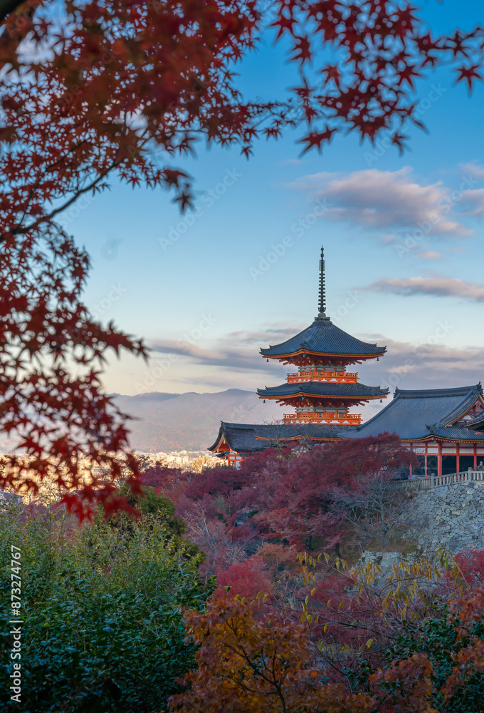 Beautiful Autumn landscape. Kiyomizu-dera Templeduring Autumn season at Kyoto,Japan. Kiyomizu-dera Temple is the famous landmark and travel attraction of Kyoto. Beautiful Autumn landscape. Kiyomizu-dera Templeduring Autumn season at Kyoto,Japan. Kiyomizu-dera Temple is the famous landmark and travel attraction of Kyoto.