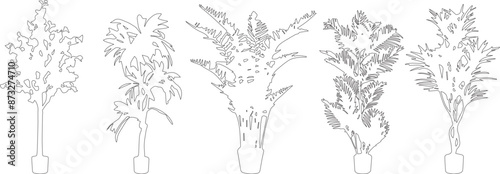 Plant Pot line silhouettes - side view set 4