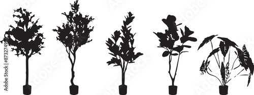 Plant Pot line silhouettes - side view set 3