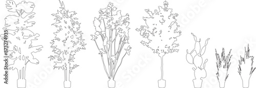 Plant Pot line silhouettes - side view set 2
