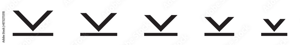 Tick download button icon set collection for interface element of website, browser, and other application with downward arrows direction simple style. Arrow downloading icons of menu web Tick download button icon set collection for interface element of website, browser, and other application with downward arrows direction simple style. Arrow downloading icons of menu web