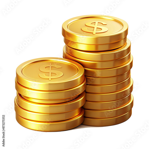 gold coin stack icon 3d cartoon style illustration 