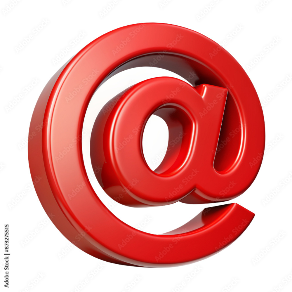 RED At sign 3d cartoon style illustration RED At sign 3d cartoon style illustration