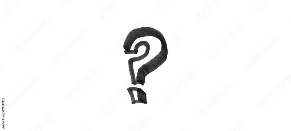 black marker text label “question mark” on white background black marker text label “question mark” on white background
